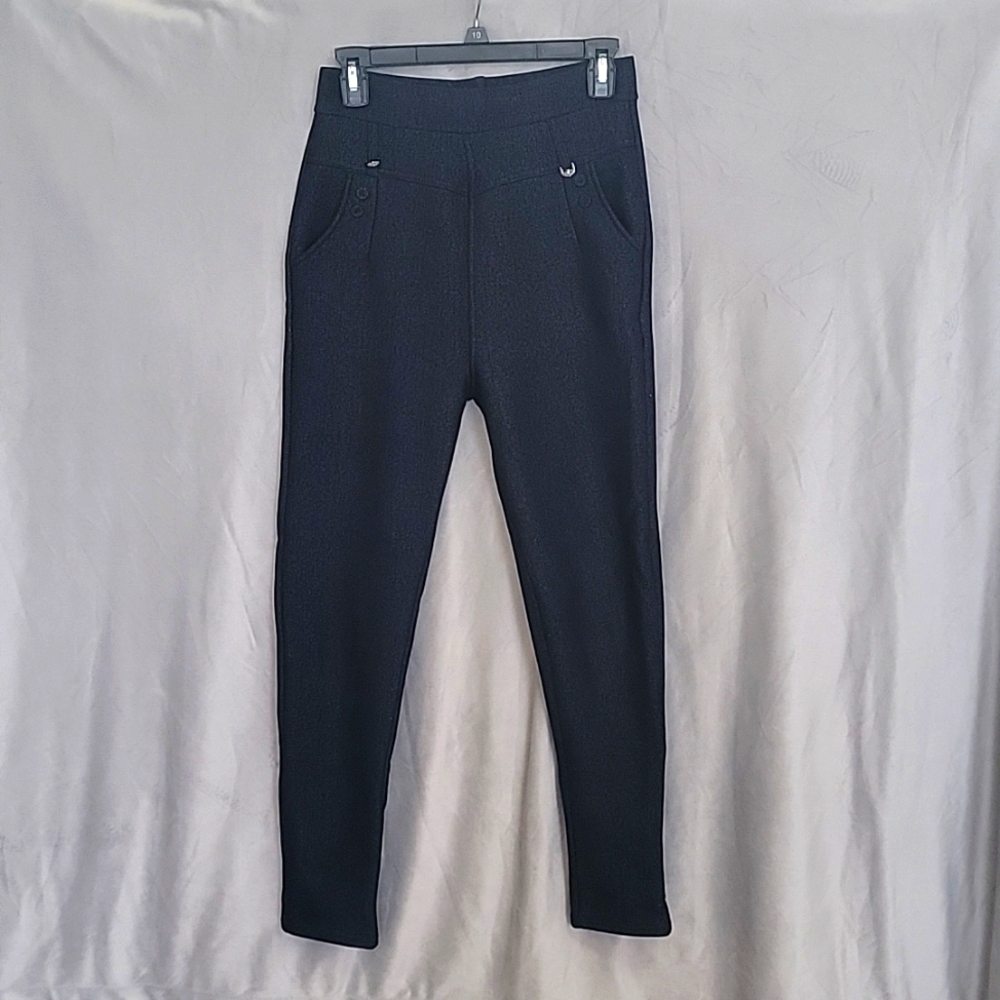 Fleece Legging, Comfy Office Pants , Warm Legging, Color Navy,Pockets, Size S/M